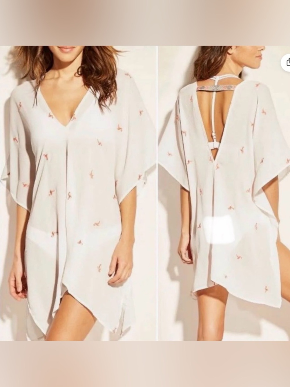 Xhilaration Flamingo Embroidered Swim Cover-Up - Size M